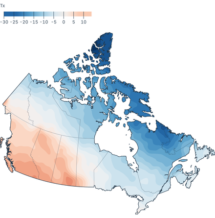 Canada temperature contours